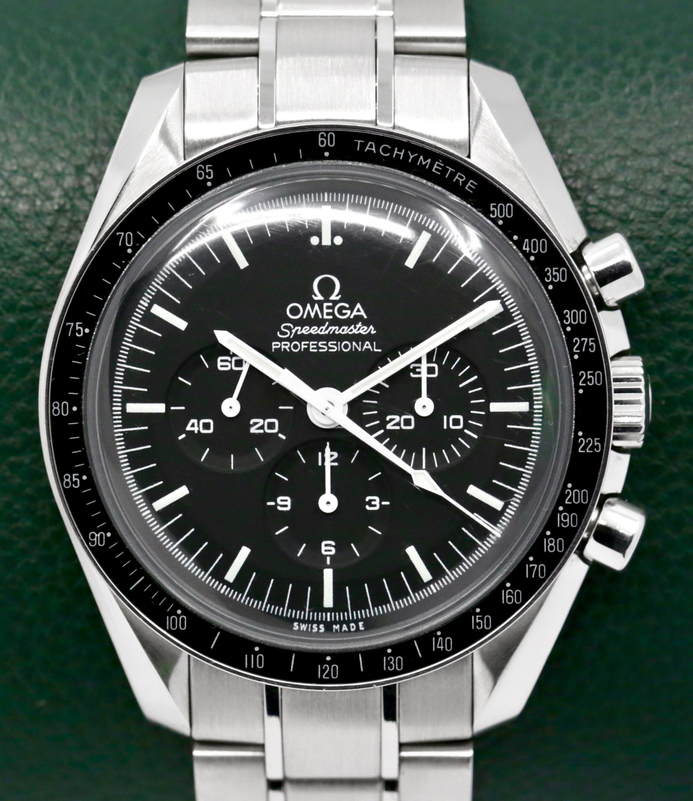 Omega Speedmaster Professional "Big Box Speedy", Stainless Steel, Hesalite Crystal, Black Index Dial, on Stainless Steel Omega Bracelet, Ref. 311.30.42.30.01.005, Circa: 2018, Complete with Box, Books & Omega Warranty Cards