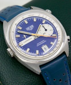 Vintage Heuer Carrera, Automatic Chronograph, Stainless Steel, Original Blue Index Dial, on Blue Perforated Leather Strap, Ref. 1553N, Circa: 1970's - $4,900 - sold as traded