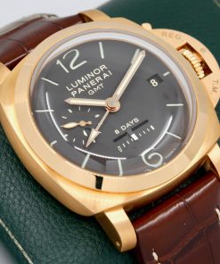 Panerai Luminor 1950 GMT 8 Days GMT Oro Rosa, in 18ct Rose Gold, Brown Sandwich Dial, on Panerai Alligator Strap & 18ct Rose Gold Panerai Tang Buckle, Ref: PAM00289, Circa: 2009, Complete with Box & Papers,