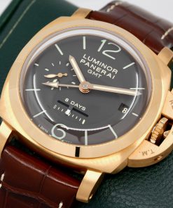 Alternative view of Panerai Luminor 1950 GMT 8 Days GMT Oro Rosa, in 18ct Rose Gold, Brown Sandwich Dial, on Panerai Alligator Strap & 18ct Rose Gold Panerai Tang Buckle, Ref: PAM00289, Circa: 2009, Complete with Box & Papers,