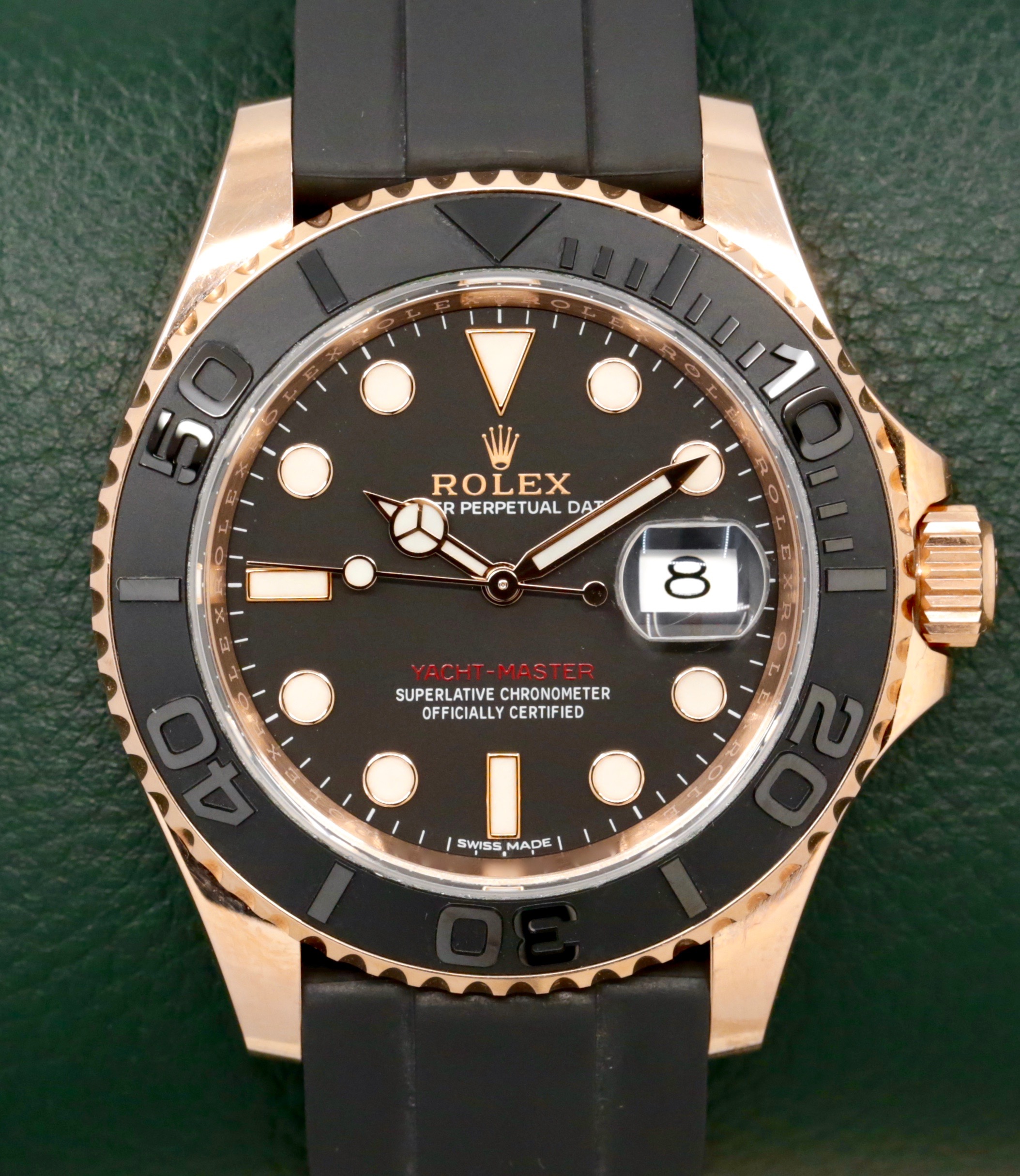 Rolex Yacht-Master 40, in 18ct Everose Gold, Black Index Dial, Black Ceramic Bezel, on Rolex Oysterflex Strap with 18ct Everose Gold Rolex Deployant, Ref. 116655, Circa: 2016, with Box, Books, & Rolex Warranty Card