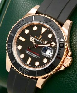 Alternative view of Rolex Yacht-Master 40, in 18ct Everose Gold, Black Index Dial, Black Ceramic Bezel, on Rolex Oysterflex Strap with 18ct Everose Gold Rolex Deployant, Ref. 116655, Circa: 2016, with Box, Books, & Rolex Warranty Card