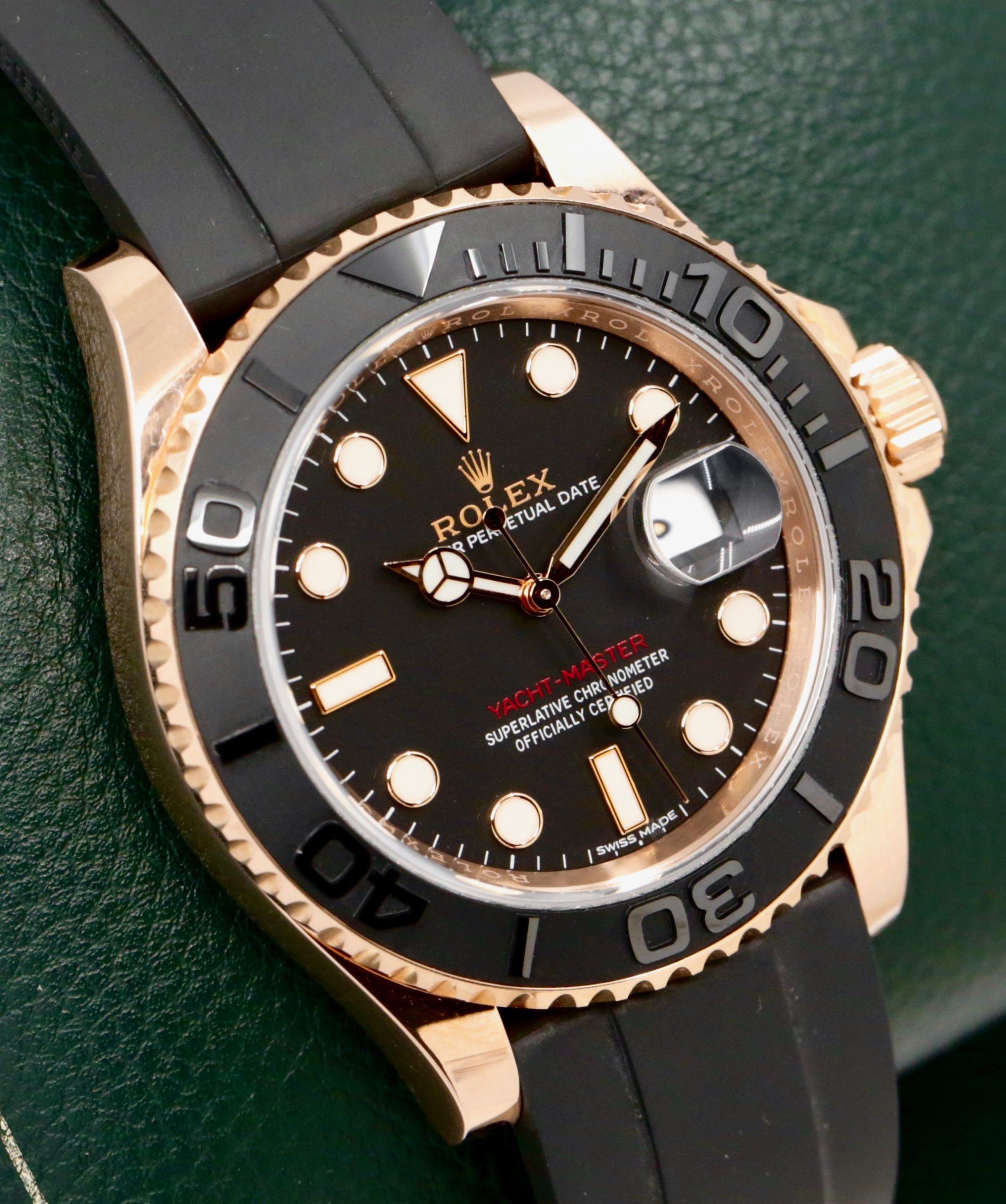 Rolex Yacht-Master 40, in 18ct Everose Gold, Black Index Dial, Black Ceramic Bezel, on Rolex Oysterflex Strap with 18ct Everose Gold Rolex Deployant, Ref. 116655, Circa: 2016, with Box, Books, & Rolex Warranty Card - Image 3