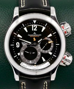 Jaeger-LeCoultre Master Compressor Geographic, Singapore Airlines Edition, Dual-Time, Limited to 50 Pieces, Stainless Steel, Black Dial with Date & AM/PM Indicator, on Black JLC Leather Strap with Stainless Steel JLC Deployant, Ref. 146.8.83, Circa: 2004, with Box, Books, & Papers