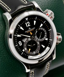 Alternative view of Jaeger-LeCoultre Master Compressor Geographic, Singapore Airlines Edition, Dual-Time, Limited to 50 Pieces, Stainless Steel, Black Dial with Date & AM/PM Indicator, on Black JLC Leather Strap with Stainless Steel JLC Deployant, Ref. 146.8.83, Circa: 2004, with Box, Books, & Papers