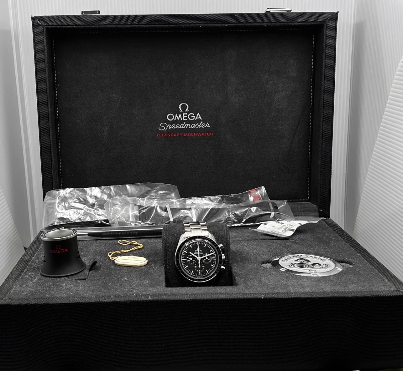 Omega Speedmaster Professional "Big Box Speedy", 42mm in Stainless Steel, Black Index Dial, on Stainless Steel Omega Bracelet, Ref. 31130423001005, Circa: 2018 (est), with Big Box, Book, & Omega Pictograms Card - Image 11