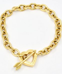 Alternative view of Tiffany & Co. Bracelet, Heart‑shaped clasp with an arrow toggle that passes through the heart. Interlocking oval chain links in 18ct Yellow gold.  Stamped Tiffany & Co. 750 (gold)
