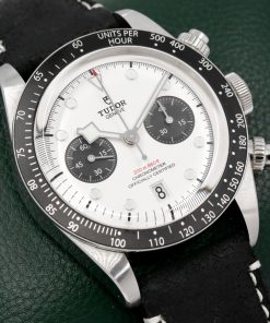 Tudor Black Bay Chrono, Stainless Steel, Opaline Dial with Black Sub-Dials, on Black Tudor Leather Strap with Stainless Steel Tudor Deployant, Ref. 79360N, Circa: 2021, with Box, Books, Tudor Warranty Card & Balance of 5 Year Tudor Factory Warranty