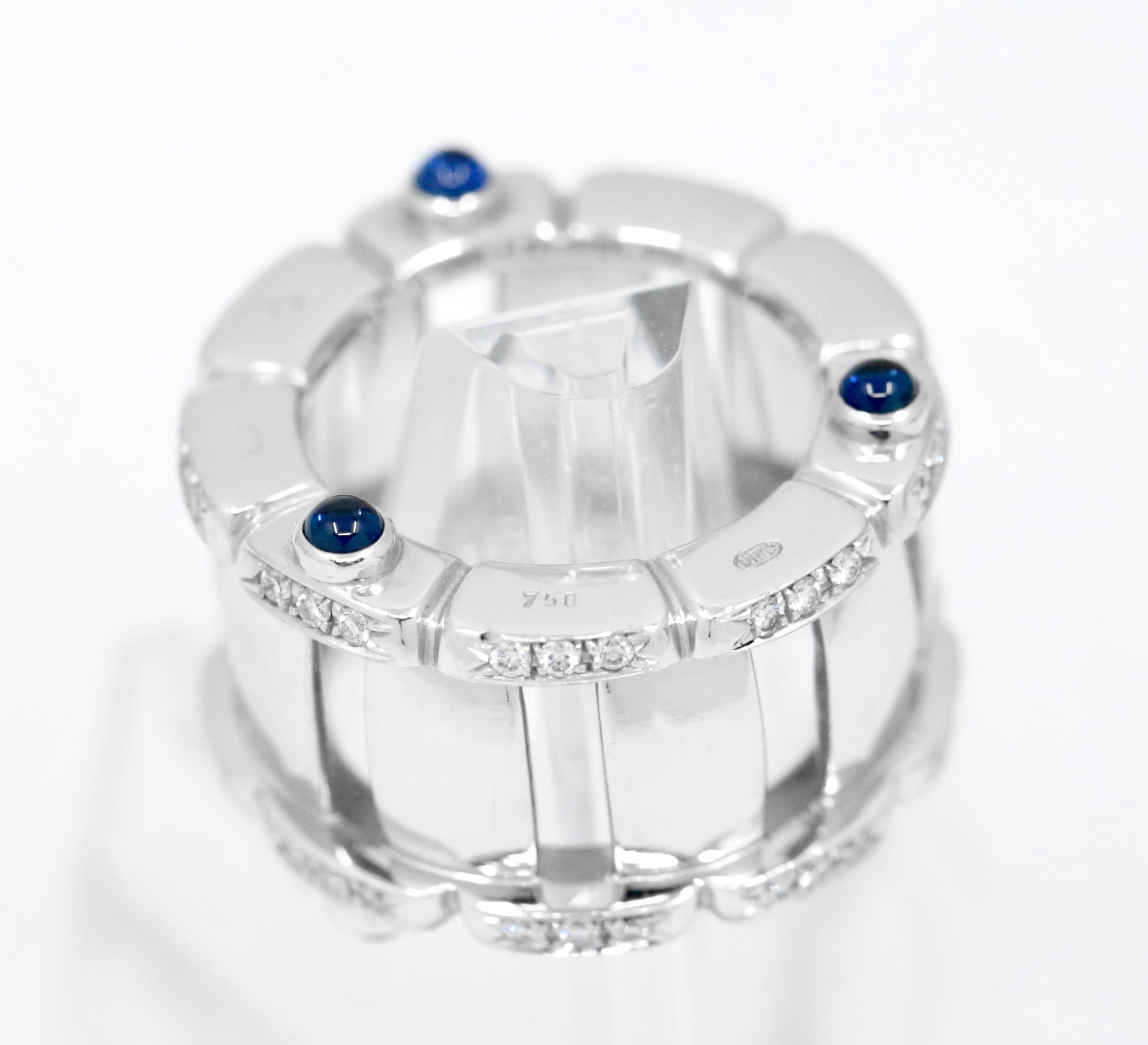 Patek Philippe Twenty~4 Ring, in 18ct White Gold, Stamped "PP & Co", Set with Diamonds and Sapphire Cabochons, with Patek Philippe Box - Image 3