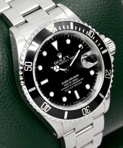 Alternative view of Rolex Submariner Date, in Stainless Steel, Black "Swiss - T < 25" Dial, Black Aluminium Bezel, on Stainless Steel Rolex Oyster Bracelet, Ref. 16610, Circa: 1991, with Rolex Box