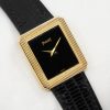 Ladies Piaget Protocole, in 18ct Yellow Gold, 23mm x 20mm Rectangular Case, Black Dial, on Custom Made Artisan Alligator Leather Strap with 18ct Yellow Gold Tang Buckle, Ref. 4154, Circa: 1990