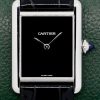 Cartier - Must de Cartier, in Stainless Steel, with Black Lacquered Dial, on Gloss Black Alligator Cartier Strap with Stainless Steel Cartier Tang Buckle, Ref. WSTA0072, Circa: 2022, with Box & Papers - $3,500 inc. GST!!!