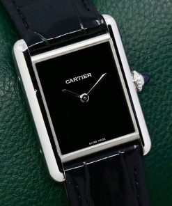 Alternative view of Cartier - Must de Cartier, in Stainless Steel, with Black Lacquered Dial, on Gloss Black Alligator Cartier Strap with Stainless Steel Cartier Tang Buckle, Ref. WSTA0072, Circa: 2022, with Box & Papers - $3,500 inc. GST!!!