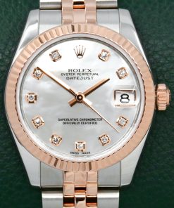 Rolex Datejust 31, in Stainless Steel & 18ct Everose Gold, Fluted Gold Bezel, Mother of Pearl Dial with Factory Set Diamond Markers, on Stainless Steel & 18ct Everose Gold Rolex Jubilee Bracelet, Ref. 178271, Box, Book, Rolex Service Card, Circa: 2009
