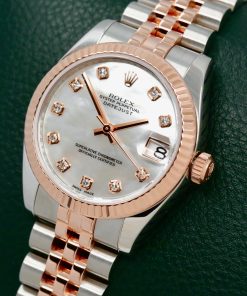 Alternative view of Rolex Datejust 31, in Stainless Steel & 18ct Everose Gold, Fluted Gold Bezel, Mother of Pearl Dial with Factory Set Diamond Markers, on Stainless Steel & 18ct Everose Gold Rolex Jubilee Bracelet, Ref. 178271, Box, Book, Rolex Service Card, Circa: 2009