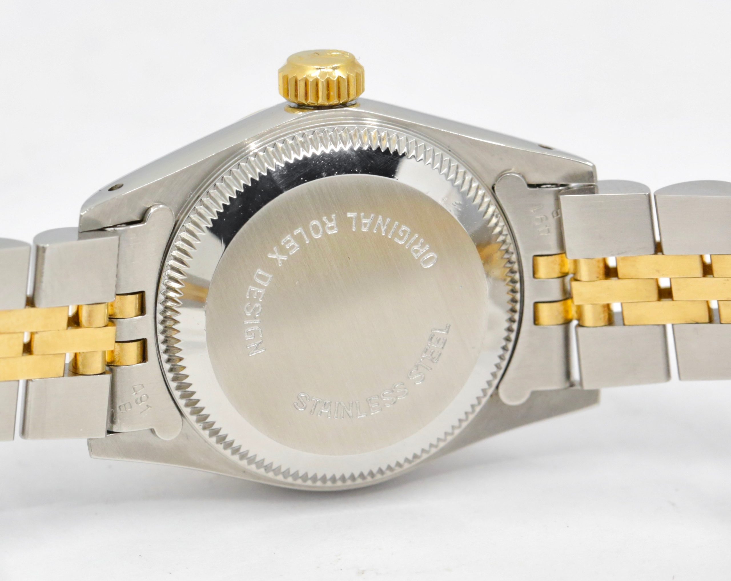 Rolex Oyster Perpetual 24mm in Stainless Steel and 18ct Yellow Gold, 18ct Yellow Gold Fluted Bezel, White Roman Dial on a Rolex Jubilee Bracelet. Ref. 67193, Circa 1990 with Box, Books, Swing Tag, Rolex Folder and Rolex Warranty Certificate - $6,950 inc GST!! - Image 5