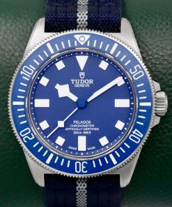 Tudor Pelagos FXD "Marine Nationale", 42mm Titanium Case with Blue Ceramic Bezel, Blue Index Dial, on Blue Tudor Fabric Strap, Ref. 25707B, Circa: 2023, with Box, Books, Swing Tag, Tudor Warranty Card & Balance of 5 Year Tudor Factory Warranty - $3,990 inc GST!!