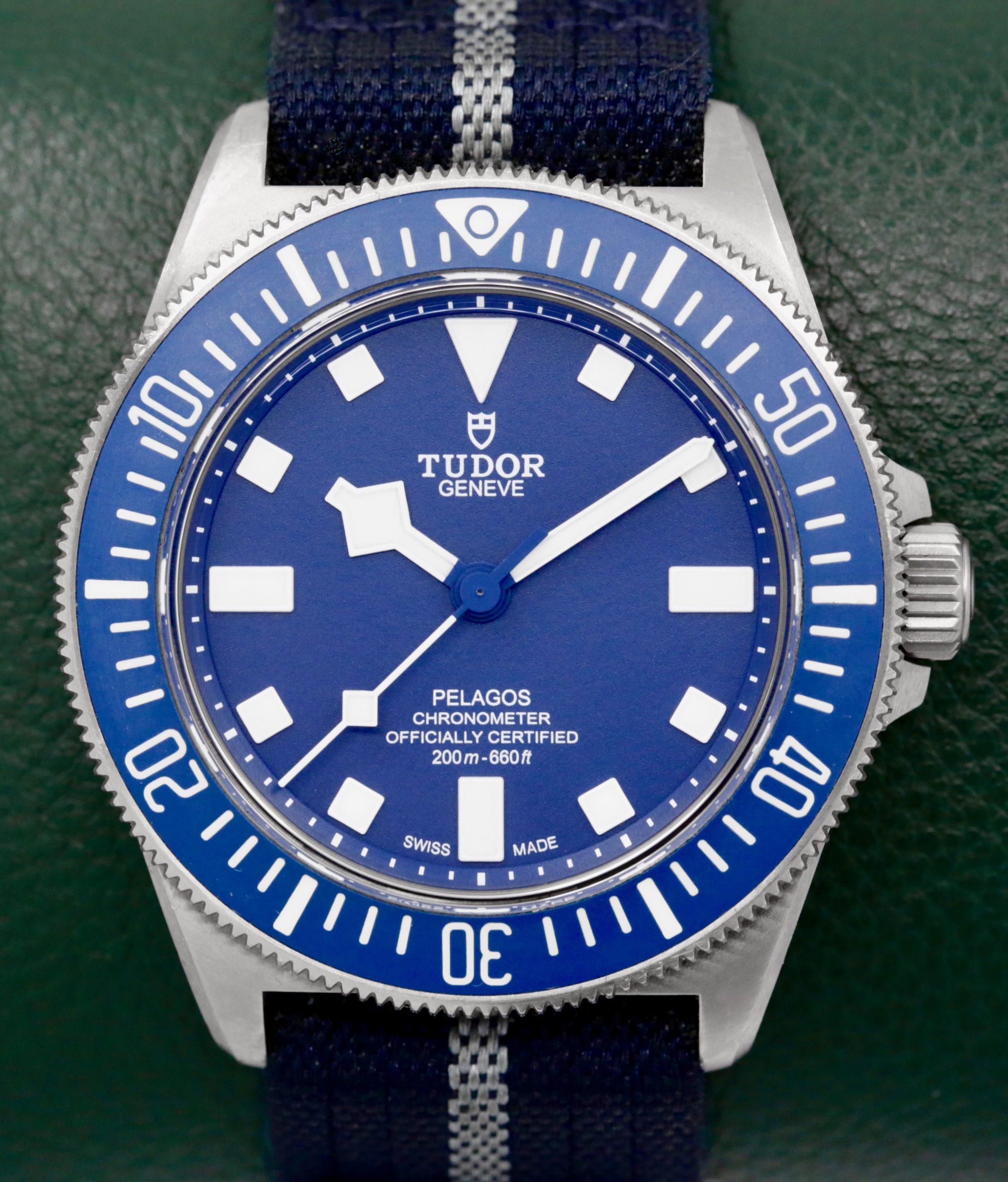 Tudor Pelagos FXD "Marine Nationale", 42mm Titanium Case with Blue Ceramic Bezel, Blue Index Dial, on Blue Tudor Fabric Strap, Ref. 25707B, Circa: 2023, with Box, Books, Swing Tag, Tudor Warranty Card & Balance of 5 Year Tudor Factory Warranty - $3,990 inc GST!!