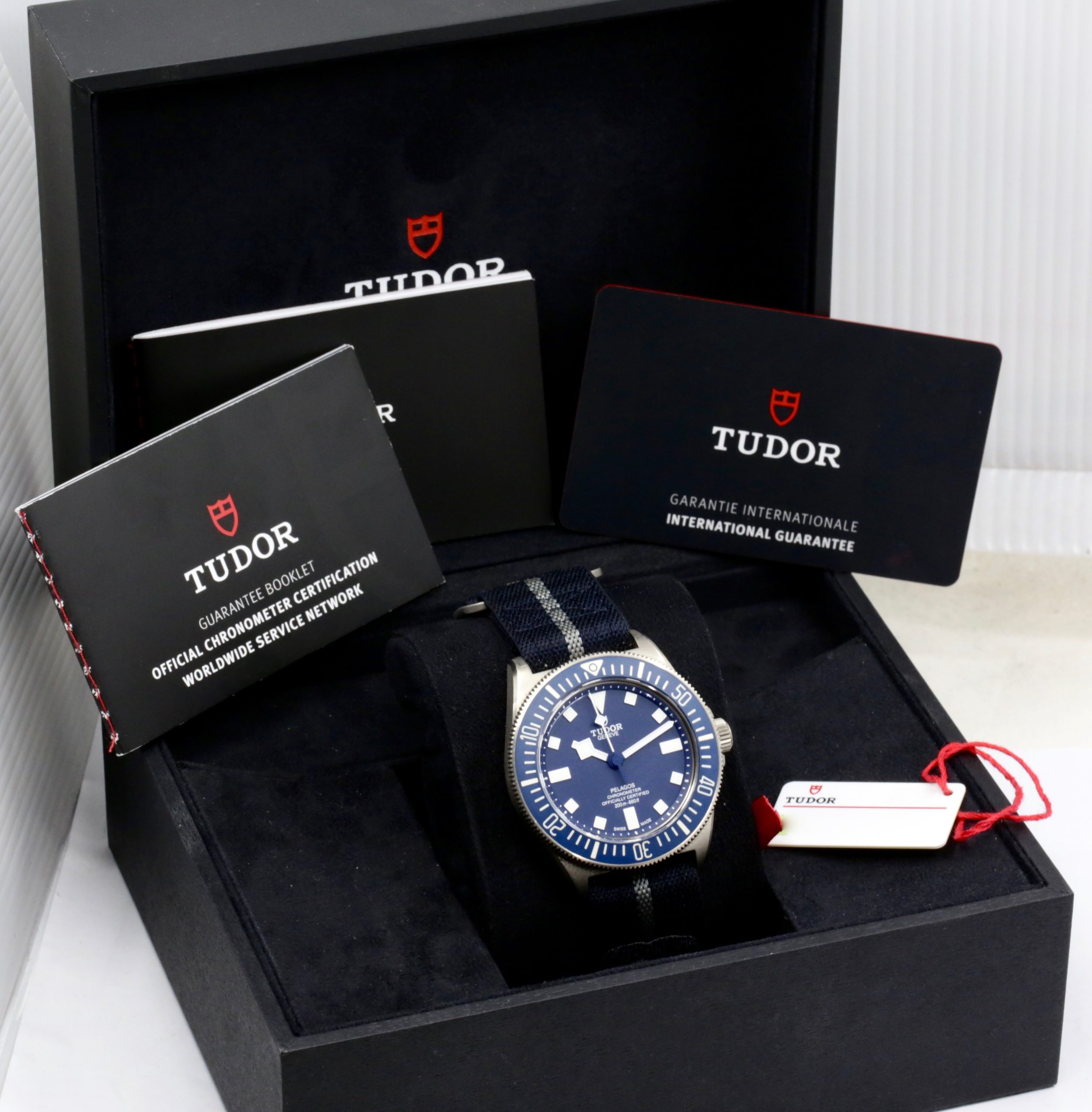 Tudor Pelagos FXD "Marine Nationale", 42mm Titanium Case with Blue Ceramic Bezel, Blue Index Dial, on Blue Tudor Fabric Strap, Ref. 25707B, Circa: 2023, with Box, Books, Swing Tag, Tudor Warranty Card & Balance of 5 Year Tudor Factory Warranty - $3,990 inc GST!! - Image 8