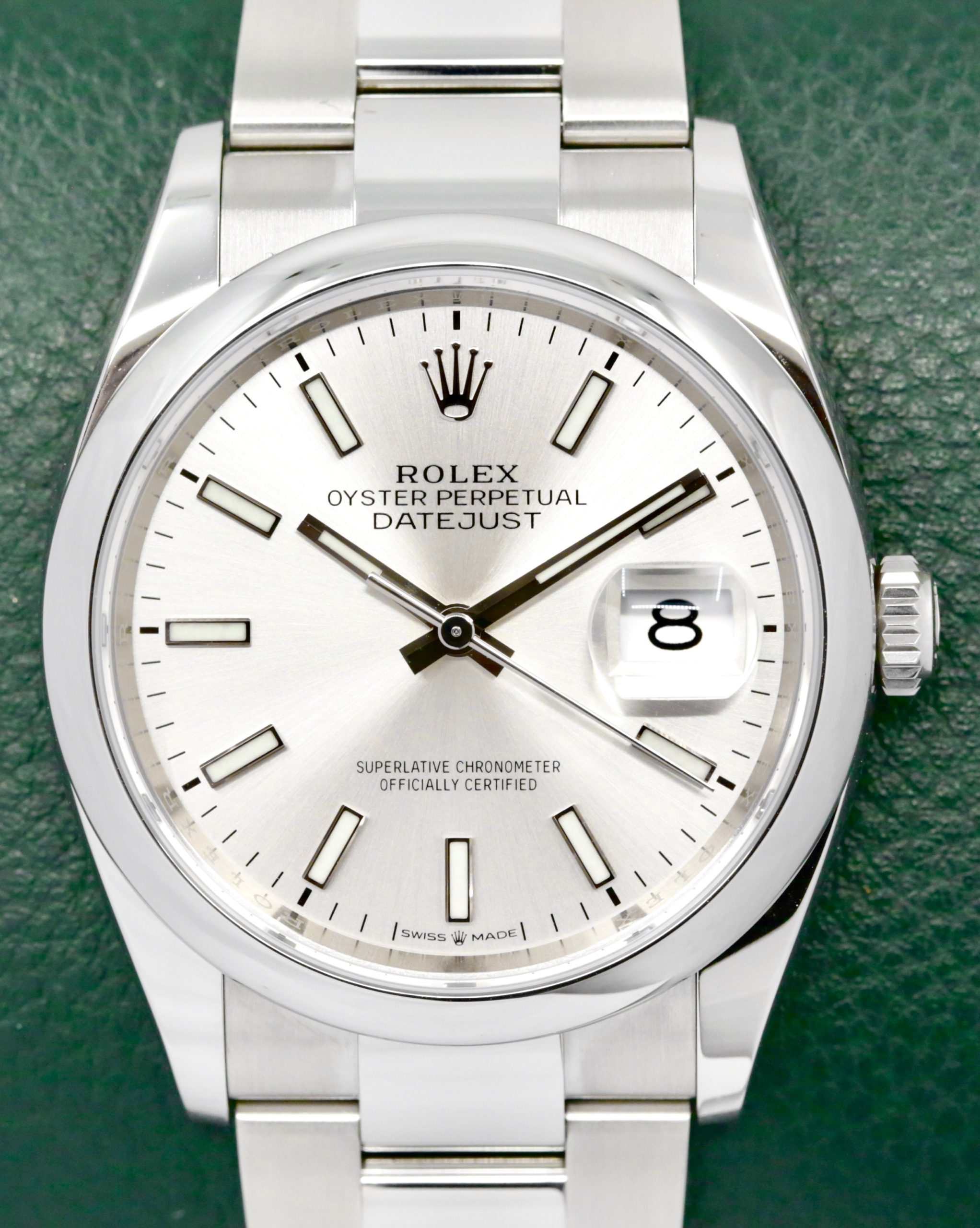Rolex Datejust 36, in Stainless Steel, Smooth Bezel, Silver Index Dial, on Stainless Steel Rolex Oyster Bracelet, Ref. 126200, Circa: 2023, with Box, Books, Swing Tag, Rolex Warranty Card & Balance of 5 Year Rolex Factory Warranty
