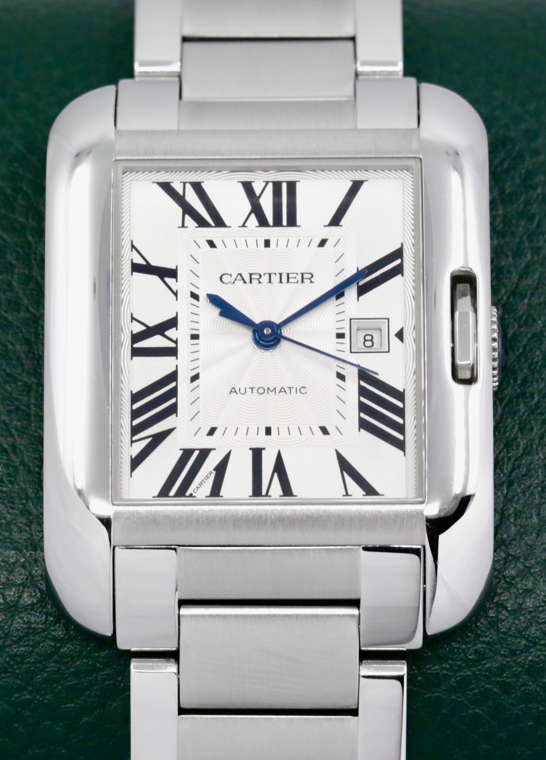 Cartier Tank Anglaise, in Stainless Steel, Silver Roman Guilloché Dial with Date, on Stainless Steel Cartier Bracelet, Ref. 3511, Circa: 2015, with Box, Books, & Papers - $5,900 inc GST!!!