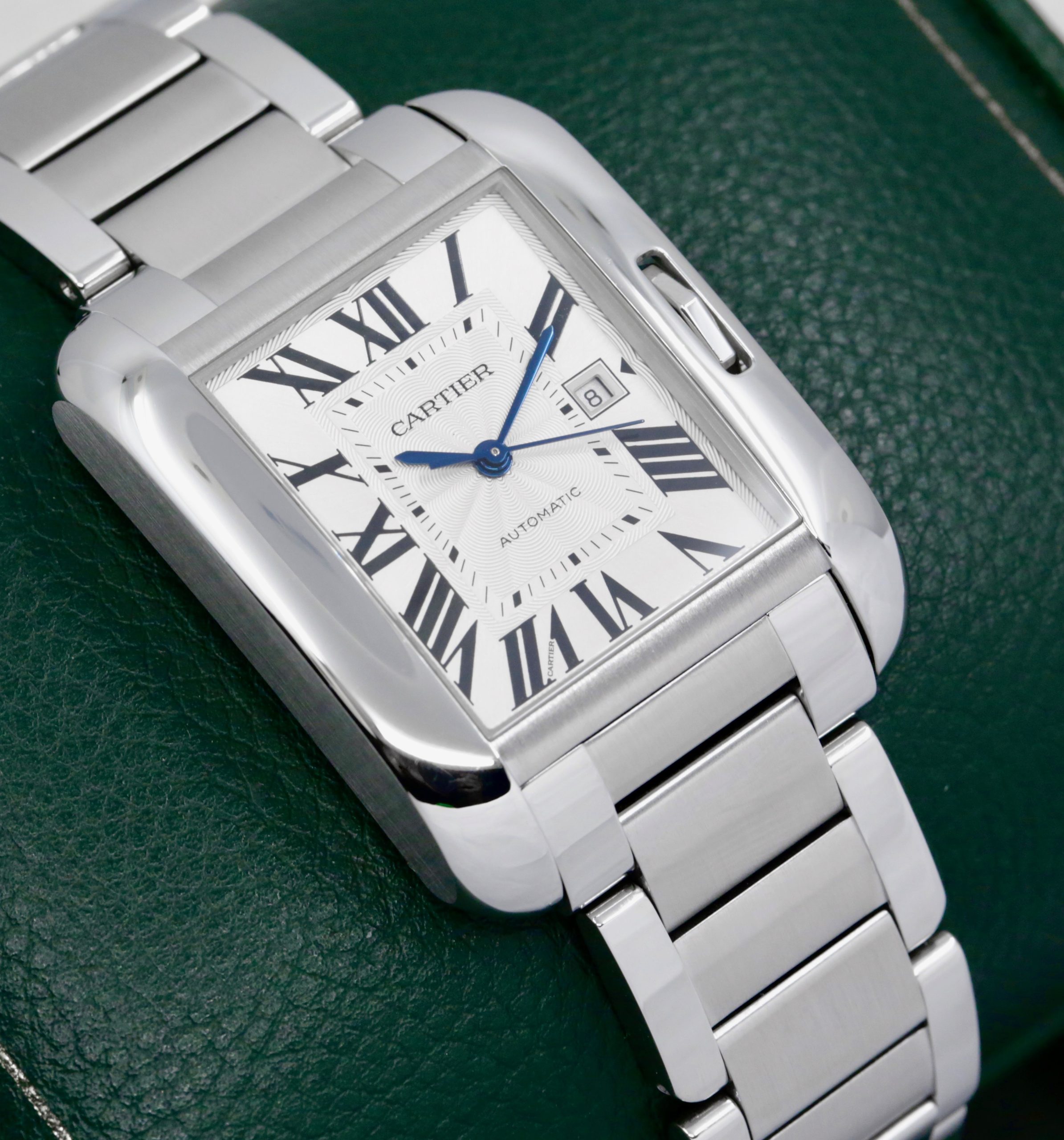 Cartier Tank Anglaise, in Stainless Steel, Silver Roman Guilloché Dial with Date, on Stainless Steel Cartier Bracelet, Ref. 3511, Circa: 2015, with Box, Books, & Papers - $5,900 inc GST!!! - Image 3