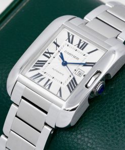 Alternative view of Cartier Tank Anglaise, in Stainless Steel, Silver Roman Guilloché Dial with Date, on Stainless Steel Cartier Bracelet, Ref. 3511, Circa: 2015, with Box, Books, & Papers - $5,900 inc GST!!!