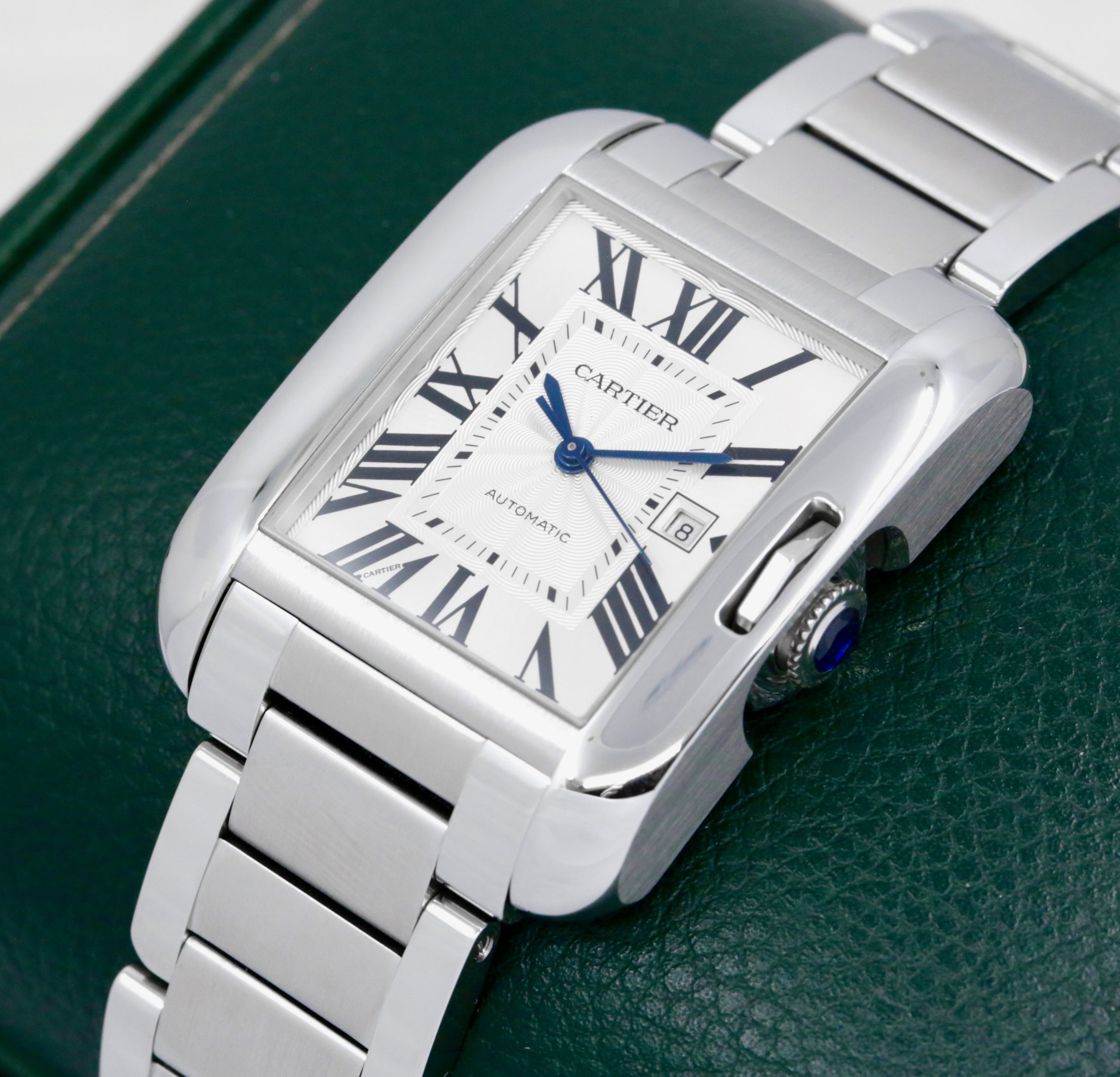 Cartier Tank Anglaise, in Stainless Steel, Silver Roman Guilloché Dial with Date, on Stainless Steel Cartier Bracelet, Ref. 3511, Circa: 2015, with Box, Books, & Papers - $5,900 inc GST!!! - Image 2