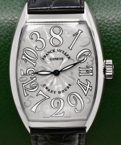 Franck Muller Cintrée Curvex Crazy Hours, 18ct White Gold Case, Silver Crazy Hours Guilloche Dial with Exploding Arabic Numerals, Automatic Movement, on Black Franck Muller Crocodile Strap with 18ct White Gold Franck Muller Tang Buckle, Ref 7851 CH, Circa: 2008