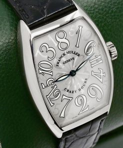 Alternative view of Franck Muller Cintrée Curvex Crazy Hours, 18ct White Gold Case, Silver Crazy Hours Guilloche Dial with Exploding Arabic Numerals, Automatic Movement, on Black Franck Muller Crocodile Strap with 18ct White Gold Franck Muller Tang Buckle, Ref 7851 CH, Circa: 2008