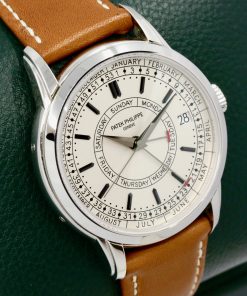 Alternative view of Patek Philippe Calatrava Weekly Calendar, 40mm Stainless Steel Case, Silver Opaline Dial, on Brown Patek Philippe Leather Strap with Stainless Steel Patek Philippe Tang Buckle, Ref. 5212A-001, Circa: 2020, with Box & Papers