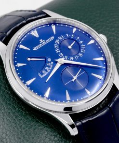 Alternative view of Jaeger-LeCoultre Master Reserve de Marche, 39 mm Stainless Steel Case,  Blue Index Dial with Date & Power Reserve, on Black JLC Alligator Strap & JLC Deployant, Ref: Q1378480, Circa 2018, Complete with Box and Papers - $8,500 inc GST!!