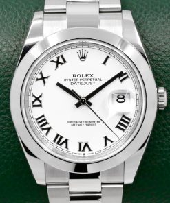 Rolex Datejust 41, in Stainless Steel, White Roman Dial, Smooth Bezel, on Stainless Steel Rolex Oyster Bracelet, Ref. 126300, Circa: 2022, Complete with Box, Books, Green and White Swing Tags, Rolex Warranty Card & Balance of 5 Year Rolex Factory Warranty