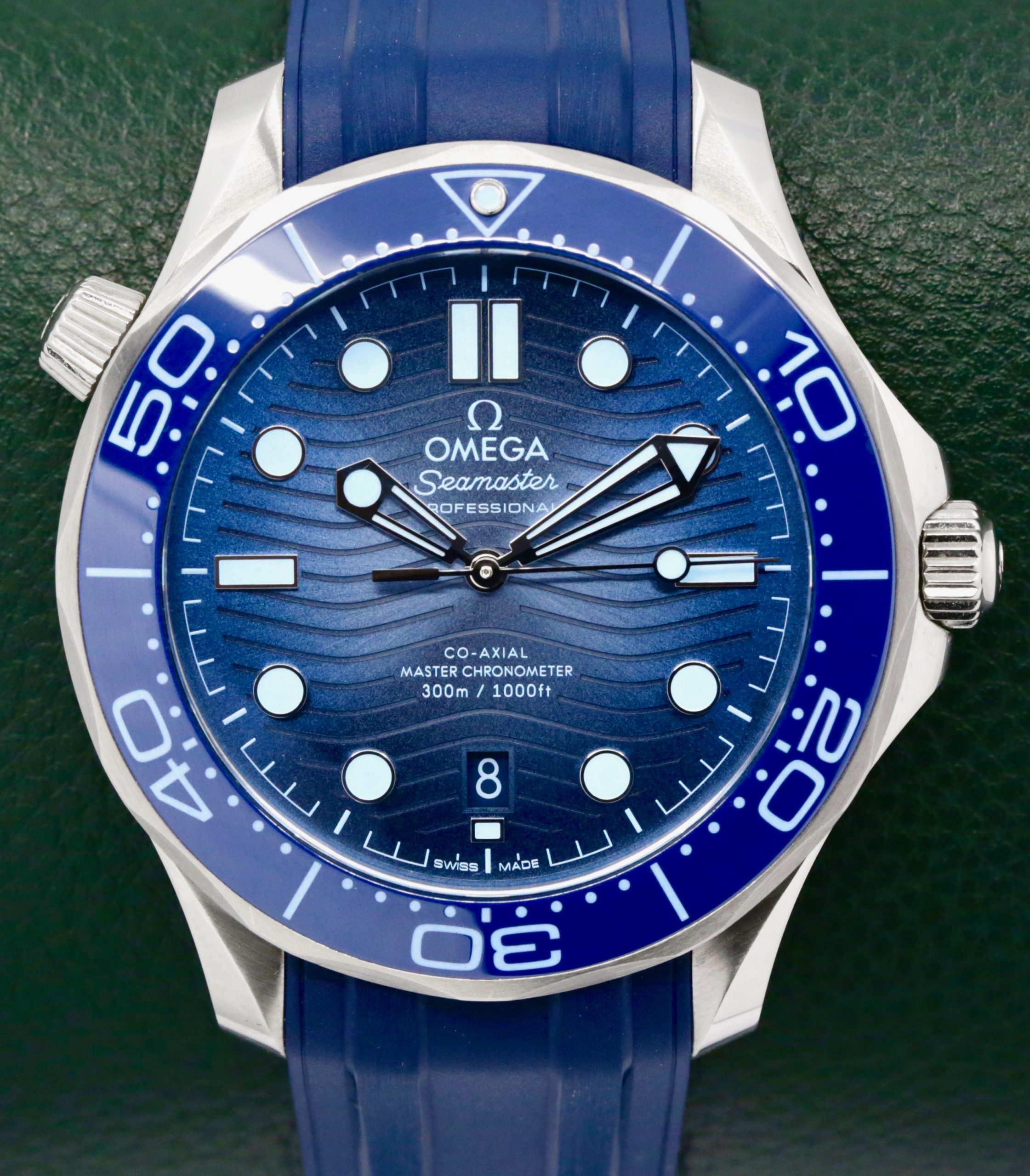 Omega Seamaster 300M "Summer Blue", Stainless Steel Case, Blue Ceramic Bezel, Blue Wave Dial, on Blue Omega Rubber Strap with Omega Stainless Steel Tang Buckle, Ref. 210.32.42.20.03.002, Circa: 2025, Complete with Box, Book, Omega Warranty Cards & Balance of 5 Year Omega Factory Warranty *MINT CONDITION! - $7,500 inc GST!!!