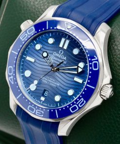 Alternative view of Omega Seamaster 300M "Summer Blue", Stainless Steel Case, Blue Ceramic Bezel, Blue Wave Dial, on Blue Omega Rubber Strap with Omega Stainless Steel Tang Buckle, Ref. 210.32.42.20.03.002, Circa: 2025, Complete with Box, Book, Omega Warranty Cards & Balance of 5 Year Omega Factory Warranty *MINT CONDITION! - $7,500 inc GST!!!