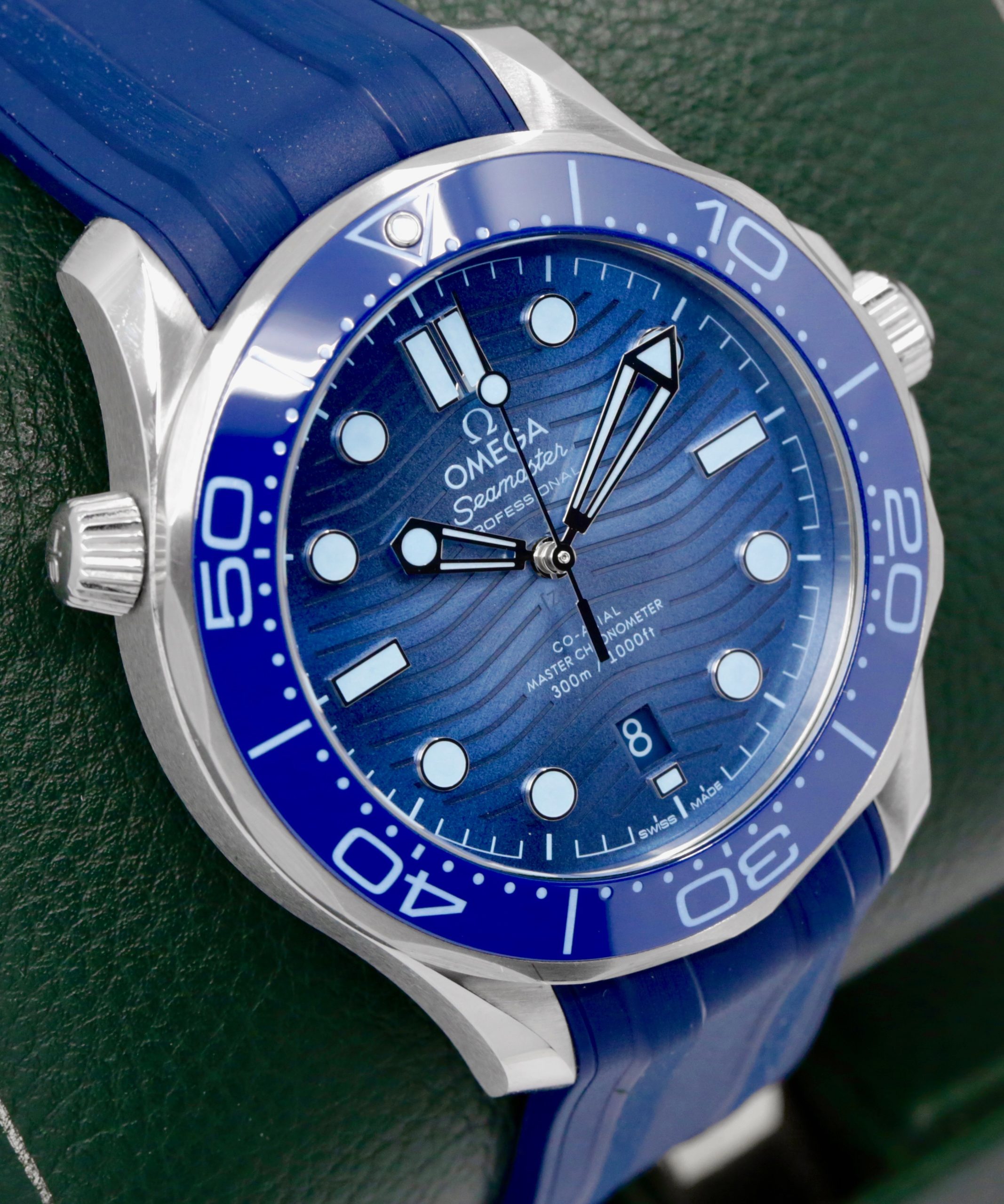 Omega Seamaster 300M "Summer Blue", Stainless Steel Case, Blue Ceramic Bezel, Blue Wave Dial, on Blue Omega Rubber Strap with Omega Stainless Steel Tang Buckle, Ref. 210.32.42.20.03.002, Circa: 2025, Complete with Box, Book, Omega Warranty Cards & Balance of 5 Year Omega Factory Warranty *MINT CONDITION! - $7,500 inc GST!!! - Image 3