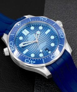 Alternative view of Omega Seamaster 300M "Summer Blue", Stainless Steel Case, Blue Ceramic Bezel, Blue Wave Dial, on Blue Omega Rubber Strap with Omega Stainless Steel Tang Buckle, Ref. 210.32.42.20.03.002, Circa: 2025, Complete with Box, Book, Omega Warranty Cards & Balance of 5 Year Omega Factory Warranty *MINT CONDITION! - $7,500 inc GST!!!