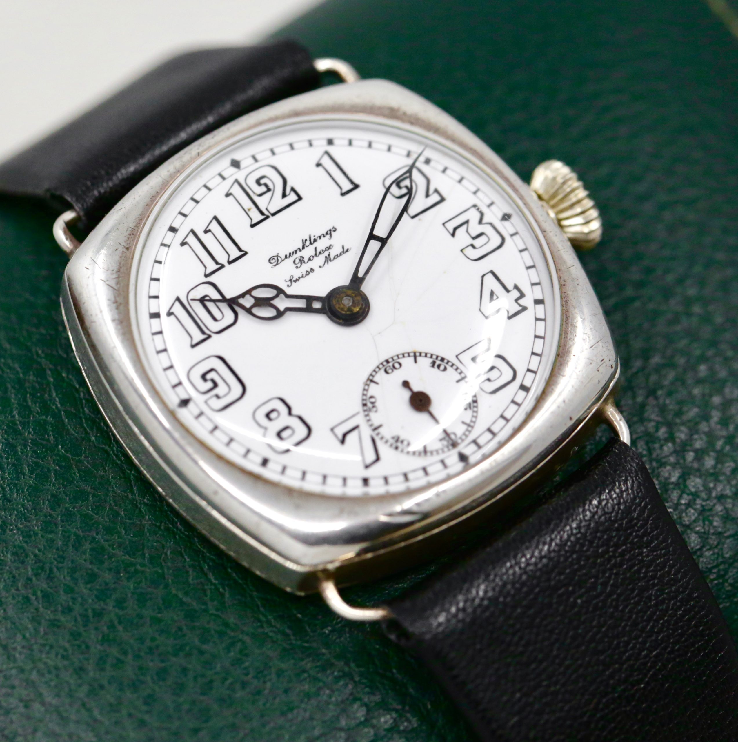 Vintage Rolex Wristwatch, Retailed by "Dunklings", .925 Silver Cushion Case, White Enamel Dial with Subsidiary Seconds, with Original Dunklings Box, Ref. 3664, Circa: 1920's - $3,800 inc GST!! - Image 2