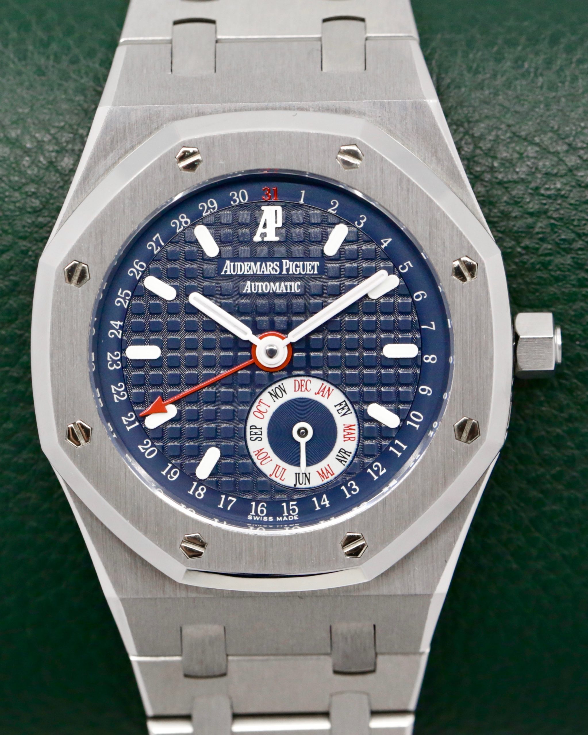 Audemars Piguet Royal Oak Annual Calendar, 36mm Stainless Steel Case, with Blue "Tapisserie" Dial with Month Sub-Dial & Pointer Date, on Stainless Steel Audemars Piguet Royal Oak Bracelet, Ref. 25920ST, Circa: 1999, with Audemars Piguet Box, Stylus Tool, & Book - Image 4