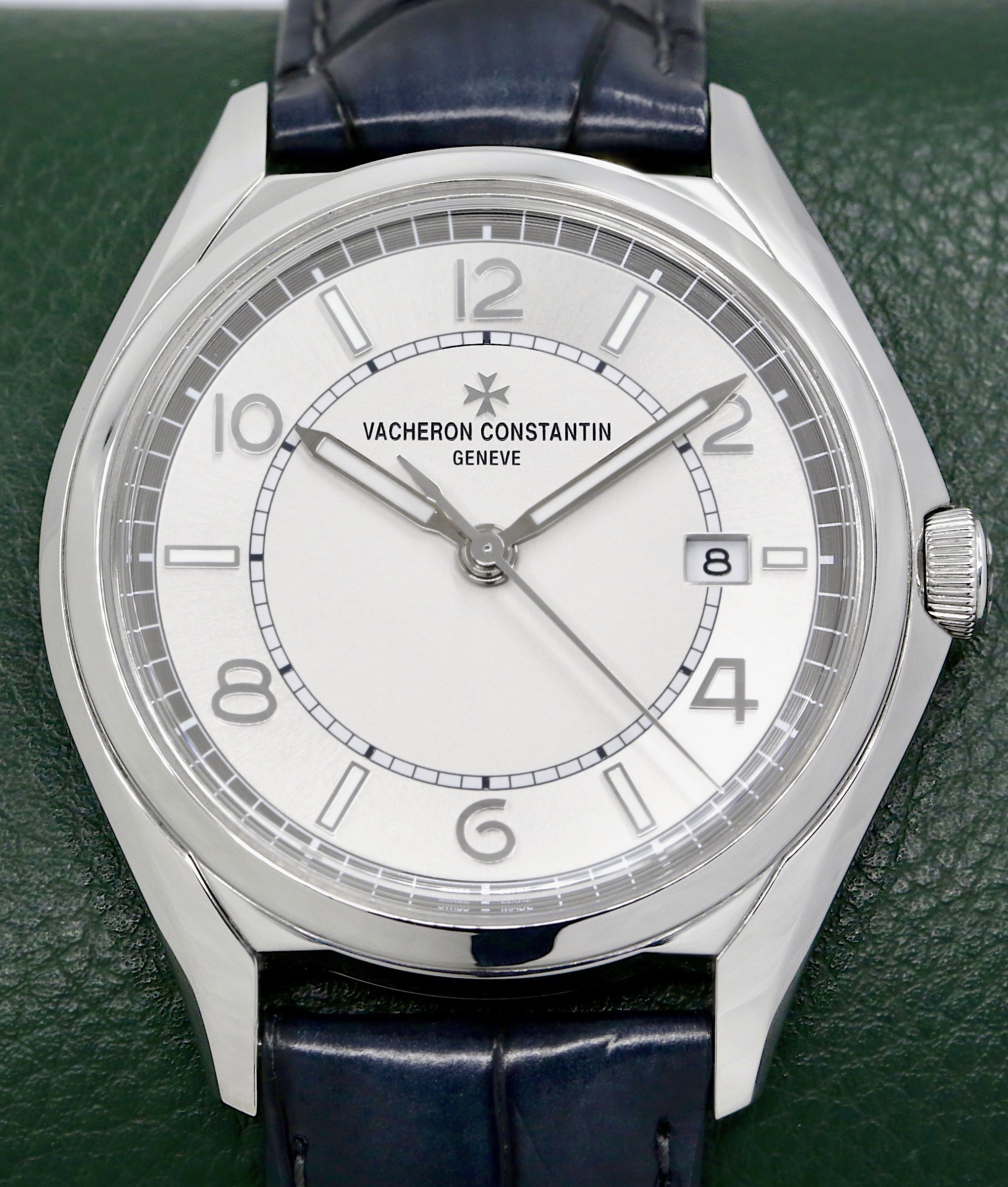 Vacheron Constantin Fiftysix, Automatic, 40mm Stainless Steel Case, Silver Opaline Dial with 18ct White Gold Index & Arab Markers, on Navy Vacheron Constantin Alligator Strap with Stainless Steel VC Deployant, Ref. 4600E/000A-B442, Circa: 2023, with Box, Book, Vacheron Constantin Warranty Card & Balance of 8 Year VC Extended Warranty