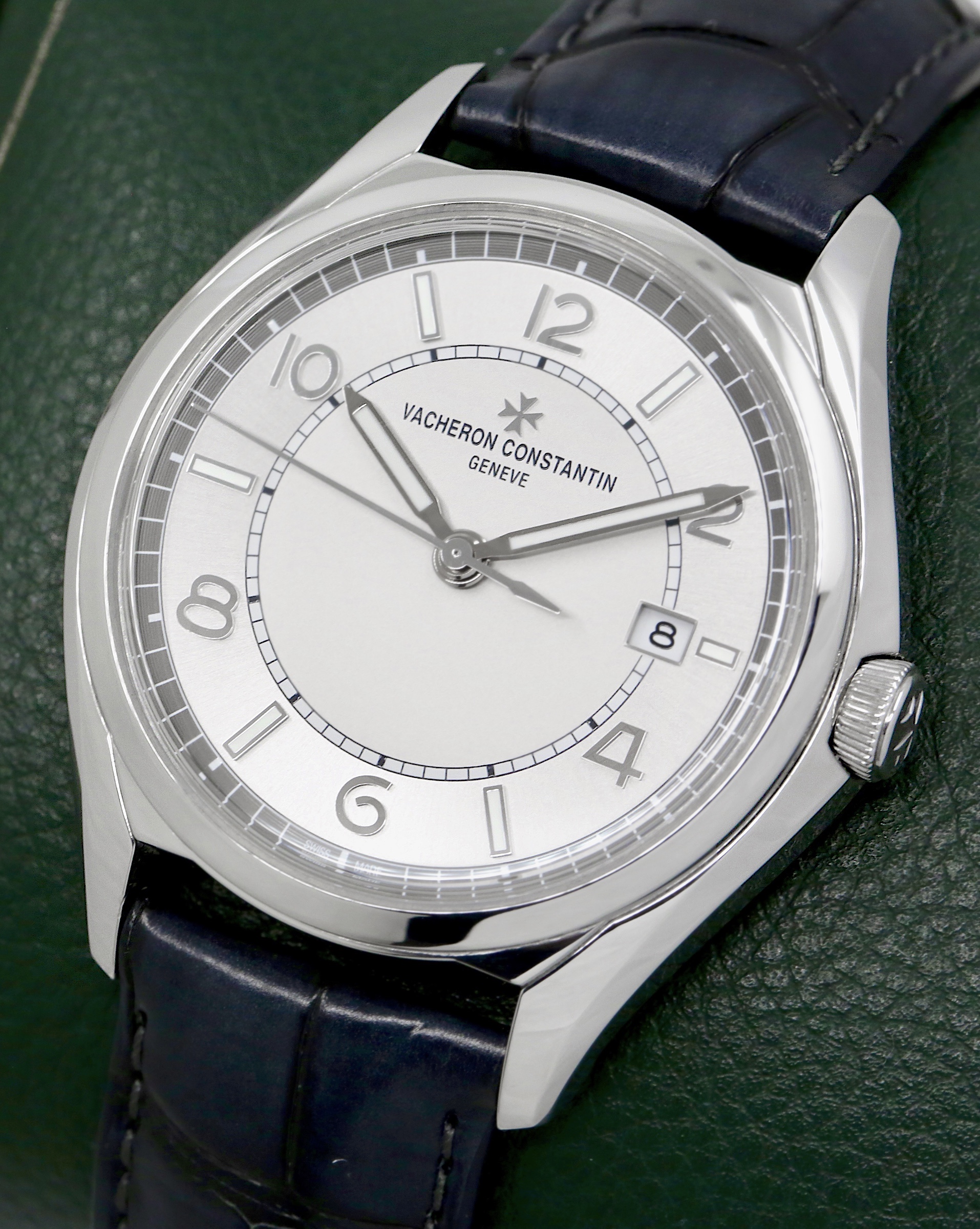 Vacheron Constantin Fiftysix, Automatic, 40mm Stainless Steel Case, Silver Opaline Dial with 18ct White Gold Index & Arab Markers, on Navy Vacheron Constantin Alligator Strap with Stainless Steel VC Deployant, Ref. 4600E/000A-B442, Circa: 2023, with Box, Book, Vacheron Constantin Warranty Card & Balance of 8 Year VC Extended Warranty - Image 3