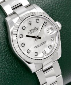 Alternative view of Rolex Datejust 31, Stainless Steel, 18ct White Gold Fluted Bezel, Mother of Pearl Diamond Dial with Factory Set Diamond Markers, on Stainless Steel Rolex Oyster Bracelet, Ref. 178274, Circa: 2007, Complete with Box, Books, Swing Tags, & Rolex Warranty Certificate
