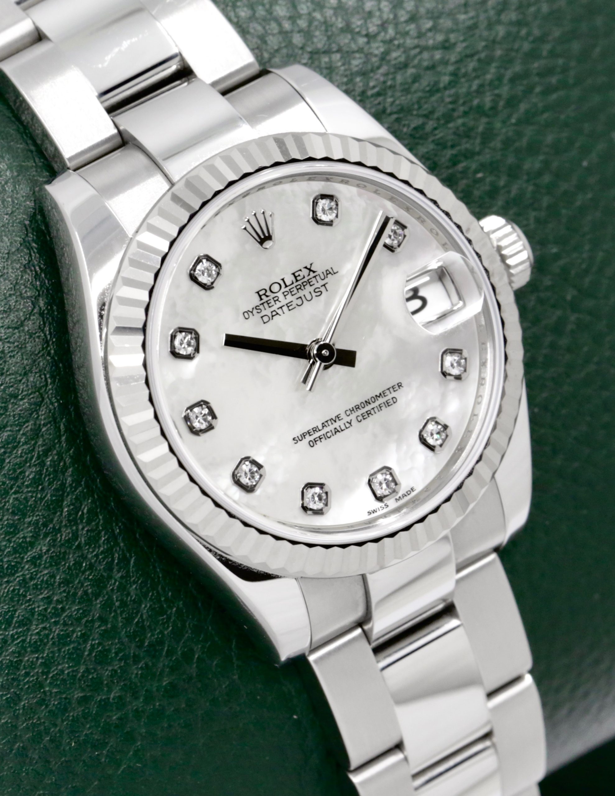 Rolex Datejust 31, Stainless Steel, 18ct White Gold Fluted Bezel, Mother of Pearl Diamond Dial with Factory Set Diamond Markers, on Stainless Steel Rolex Oyster Bracelet, Ref. 178274, Circa: 2007, Complete with Box, Books, Swing Tags, & Rolex Warranty Certificate - Image 2