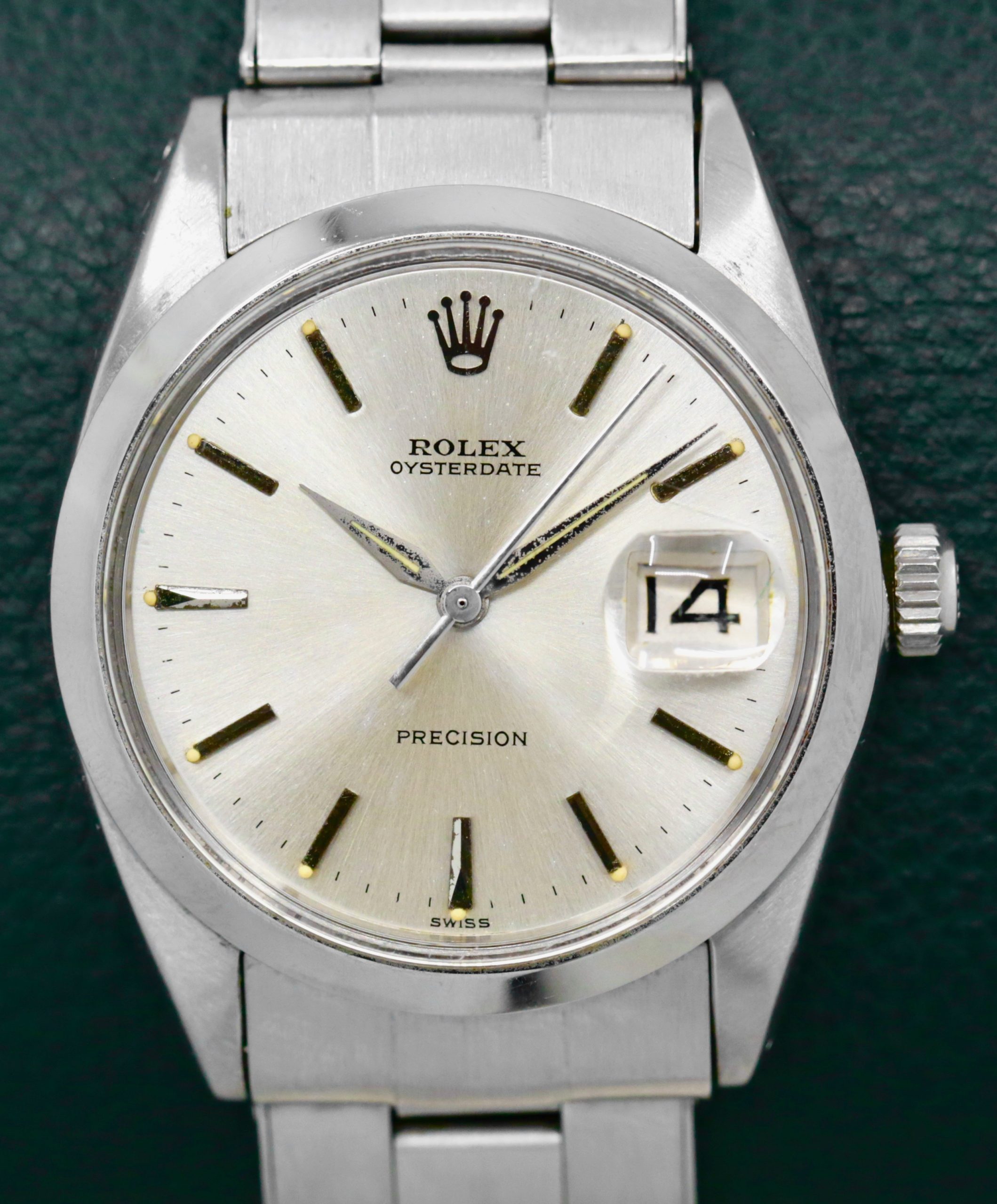 Vintage Rolex OysterDate Precision, 34mm, Stainless Steel, Original Silver Index Dial with Original Sword Hands, on Stainless Steel Riveted Rolex Bracelet, Ref. 6694, Circa: 1964