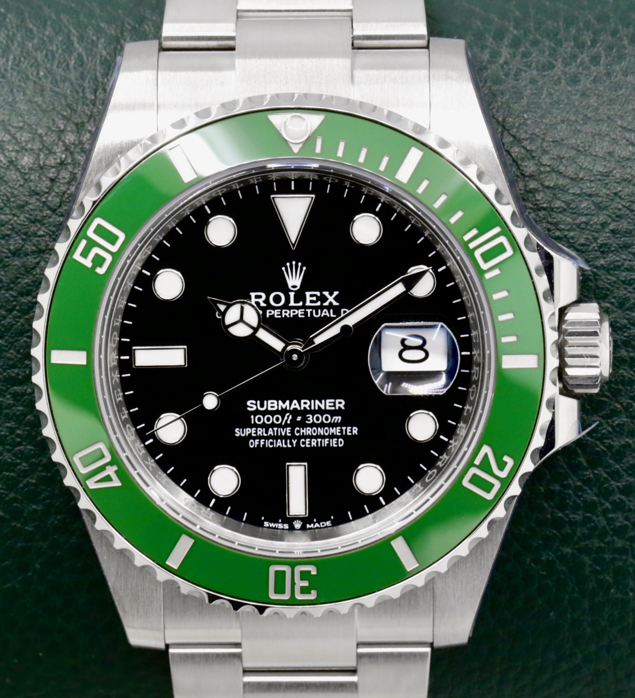 Rolex Submariner Date "Starbucks" in Stainless Steel, Green Ceramic Bezel, Black Index Dial, on a Rolex OysterSteel Bracelet, Ref. 126610LV, Year: 2024, with Box, Books, Rolex Warranty Card & Balance of 5 Year Rolex Factory Warranty