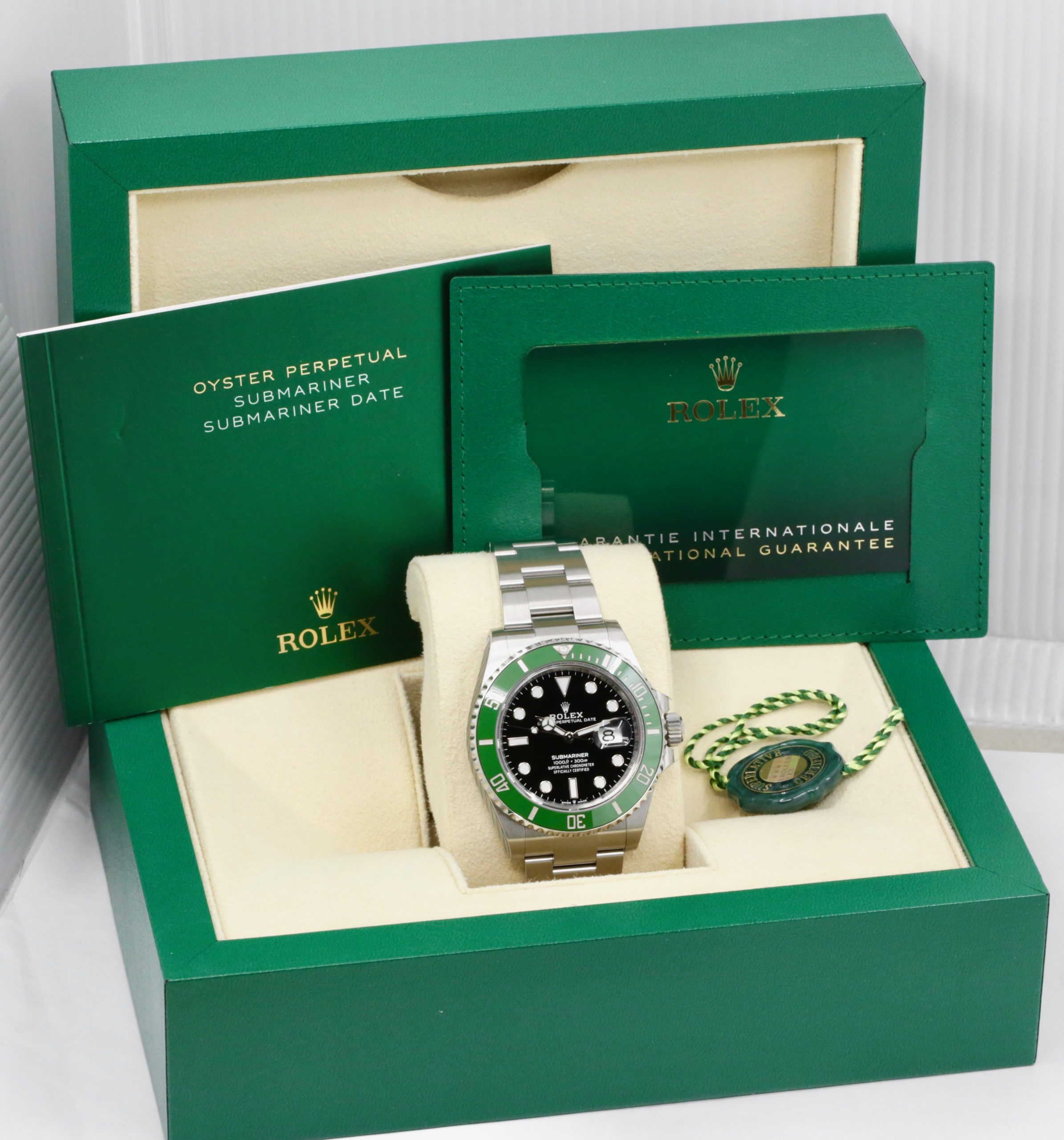 Rolex Submariner Date "Starbucks" in Stainless Steel, Green Ceramic Bezel, Black Index Dial, on a Rolex OysterSteel Bracelet, Ref. 126610LV, Year: 2024, with Box, Books, Rolex Warranty Card & Balance of 5 Year Rolex Factory Warranty - Image 7