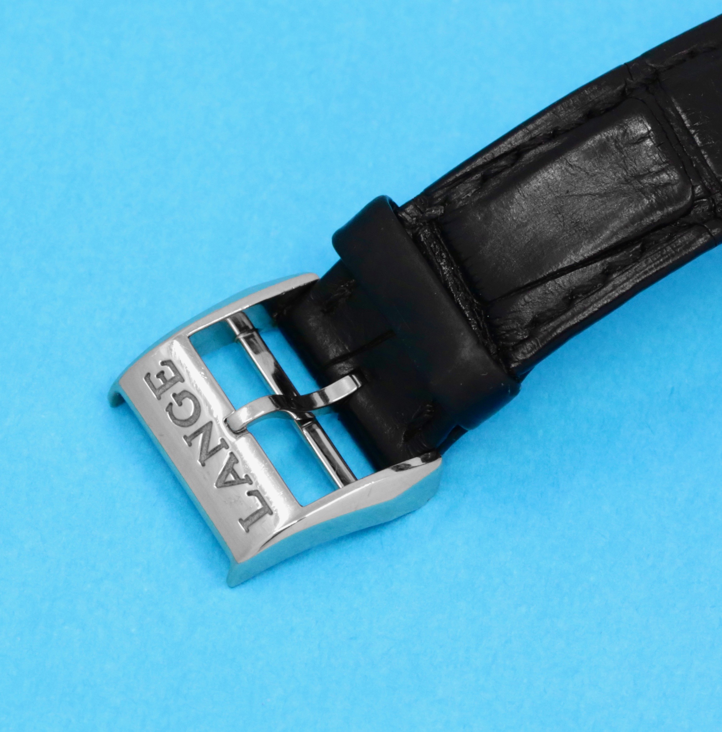 A. Lange & Söhne Lange 1, in 18ct White Gold, 38.5mm, Argenté Dial, on Black A. Lange & Söhne Alligator Strap with 18ct White Gold Lange Tang Buckle, Ref. 101.039, Year: 2014, with Box & Papers - Image 6