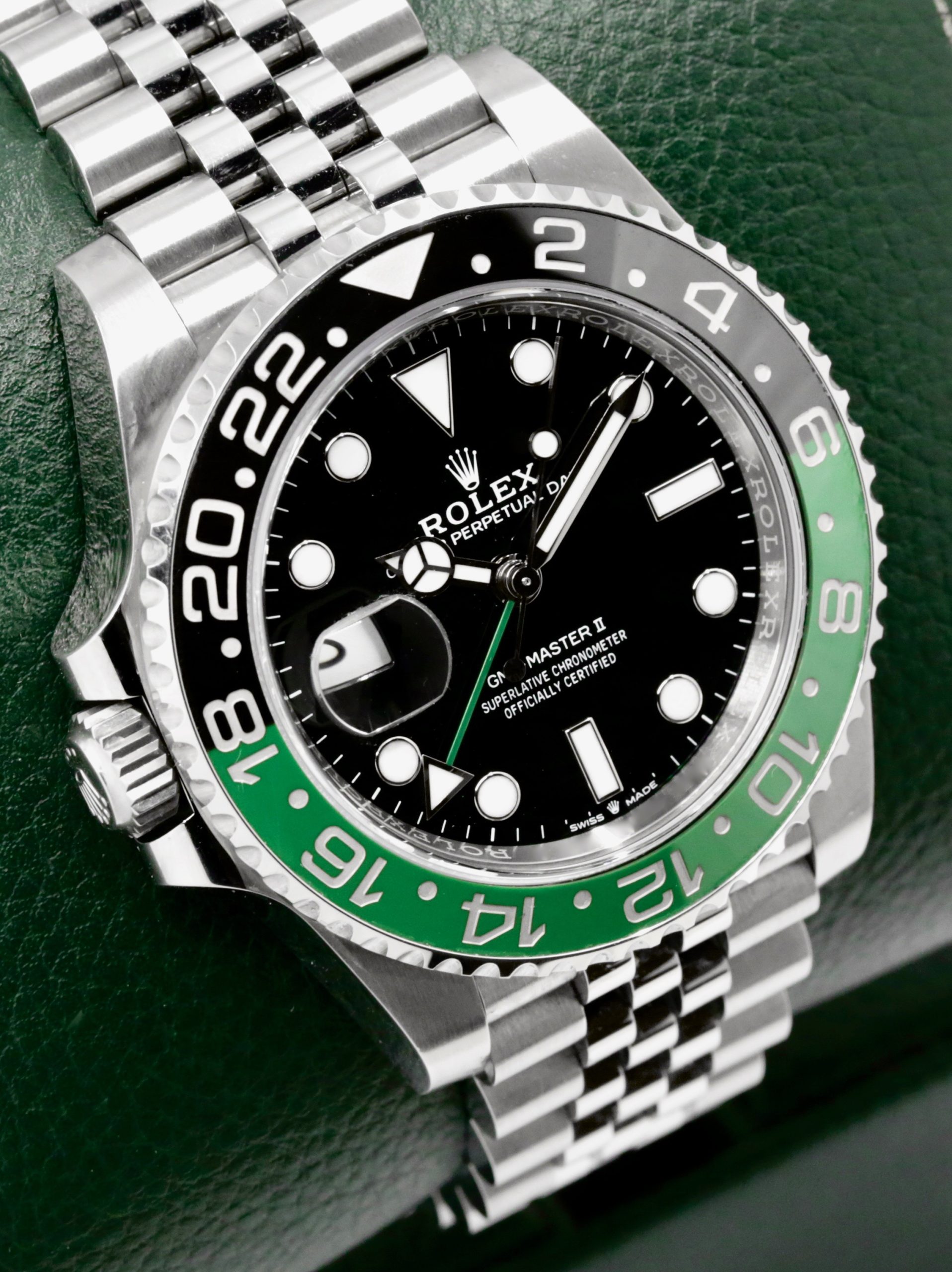 Rolex GMT-Master II "Sprite", Stainless Steel, Green & Black Ceramic Bezel, Black Index Dial, on Stainless Steel Rolex Jubilee Bracelet, Ref 126720VTNR, Year: 2024, with Box, Books, Rolex Warranty Card & Balance of 5 Year Rolex Factory Warranty - Image 2