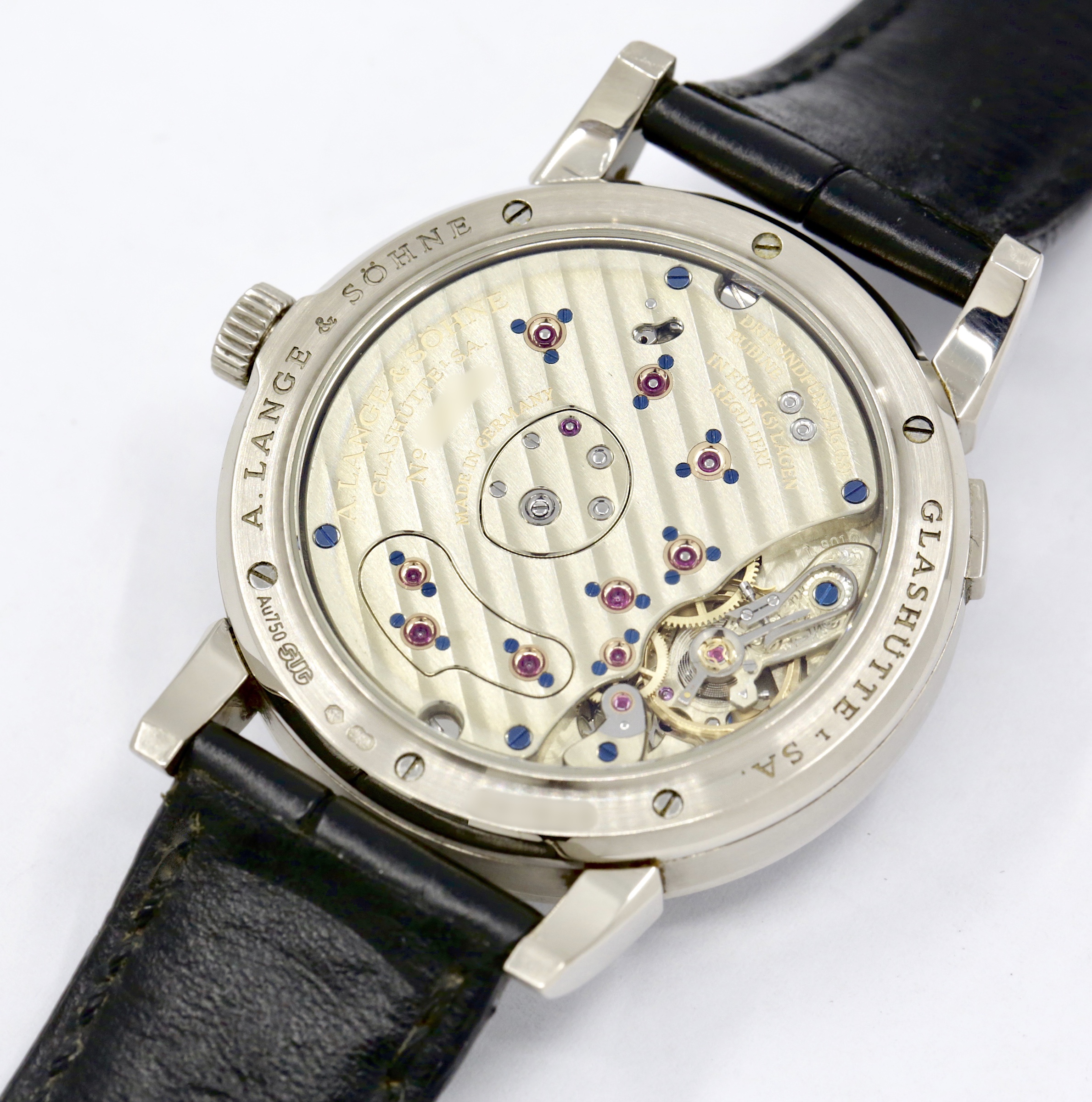 A. Lange & Söhne Lange 1, in 18ct White Gold, 38.5mm, Argenté Dial, on Black A. Lange & Söhne Alligator Strap with 18ct White Gold Lange Tang Buckle, Ref. 101.039, Year: 2014, with Box & Papers - Image 5