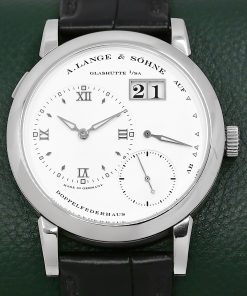 A. Lange & Söhne Lange 1, in 18ct White Gold, 38.5mm, Argenté Dial, on Black A. Lange & Söhne Alligator Strap with 18ct White Gold Lange Tang Buckle, Ref. 101.039, Year: 2014, with Box & Papers